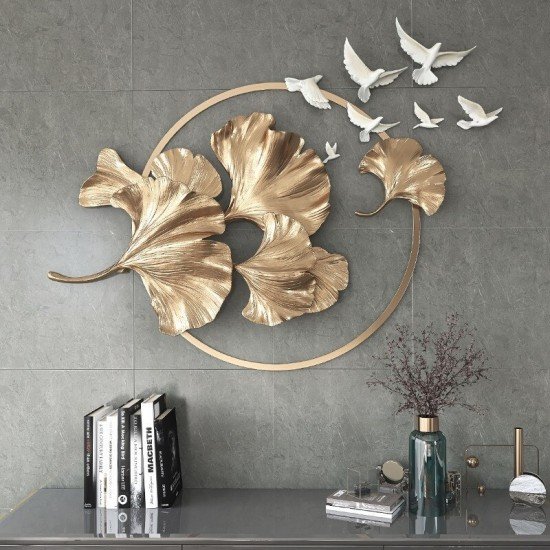 Ginkgo Leaf Wall Hanging Metal Wall Art – Living Room Decor, 30×36 Inch