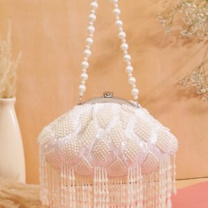 White Beaded Clutch Bag