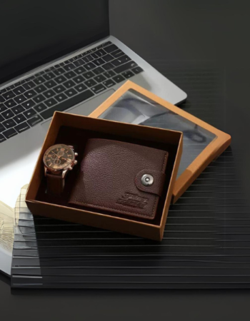 Men’s Leather Wallet and Chronograph Watch Gift Set
