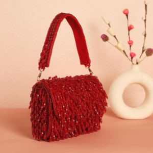 Red Beaded Fringe Shoulder Bag
