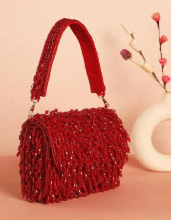 Red Beaded Fringe Shoulder Bag