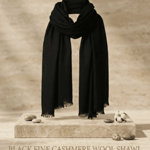 Black Fine Cashmere Wool Shawl